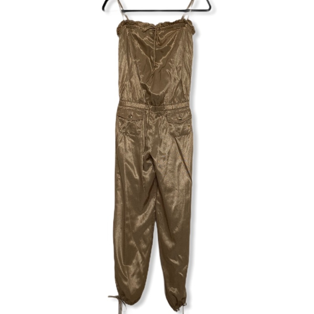 BEBE | Metallic Gold Cargo Utility Jumpsuit